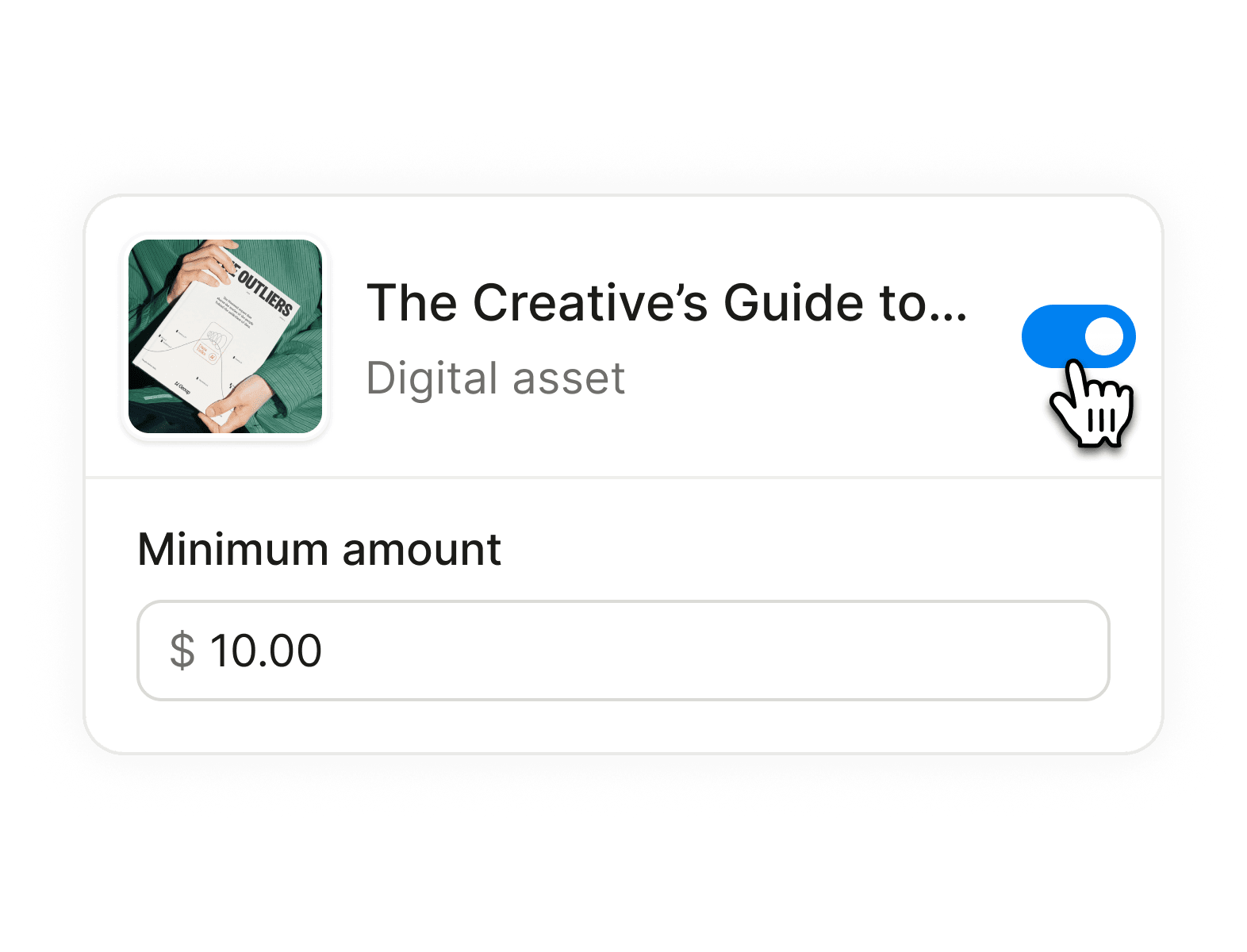 Pay what you want switched on for a guide, with a $10 minimum amount