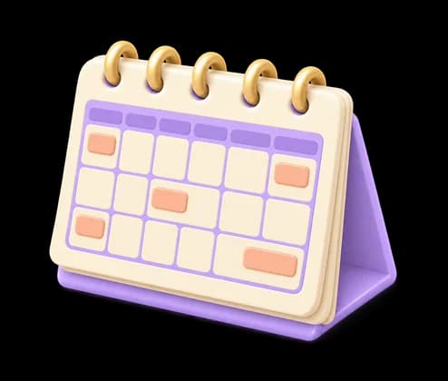 A spiral desk calendar with a few days highlighted