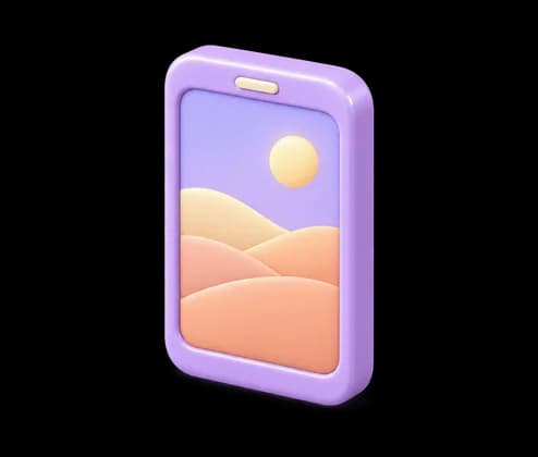 A phone showing a sunset landscape as its wallpaper