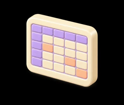 A sheet ruled into a grid, with some cells filled in