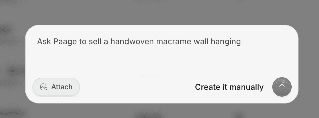 Paage AI product description generator interface