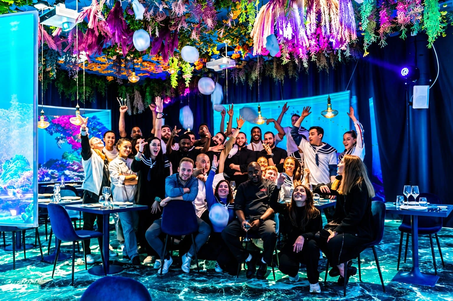 The Ephemera team celebrating in their immersive dining room